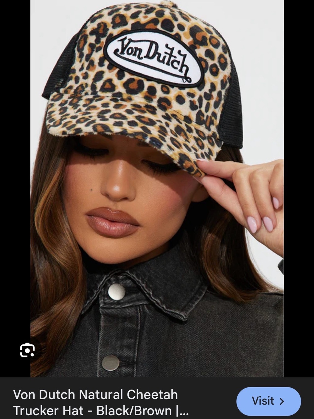 Von Dutch Leopard Print Cap with Black Brim and Exclusive Gold Logo - Picture 11 of 11